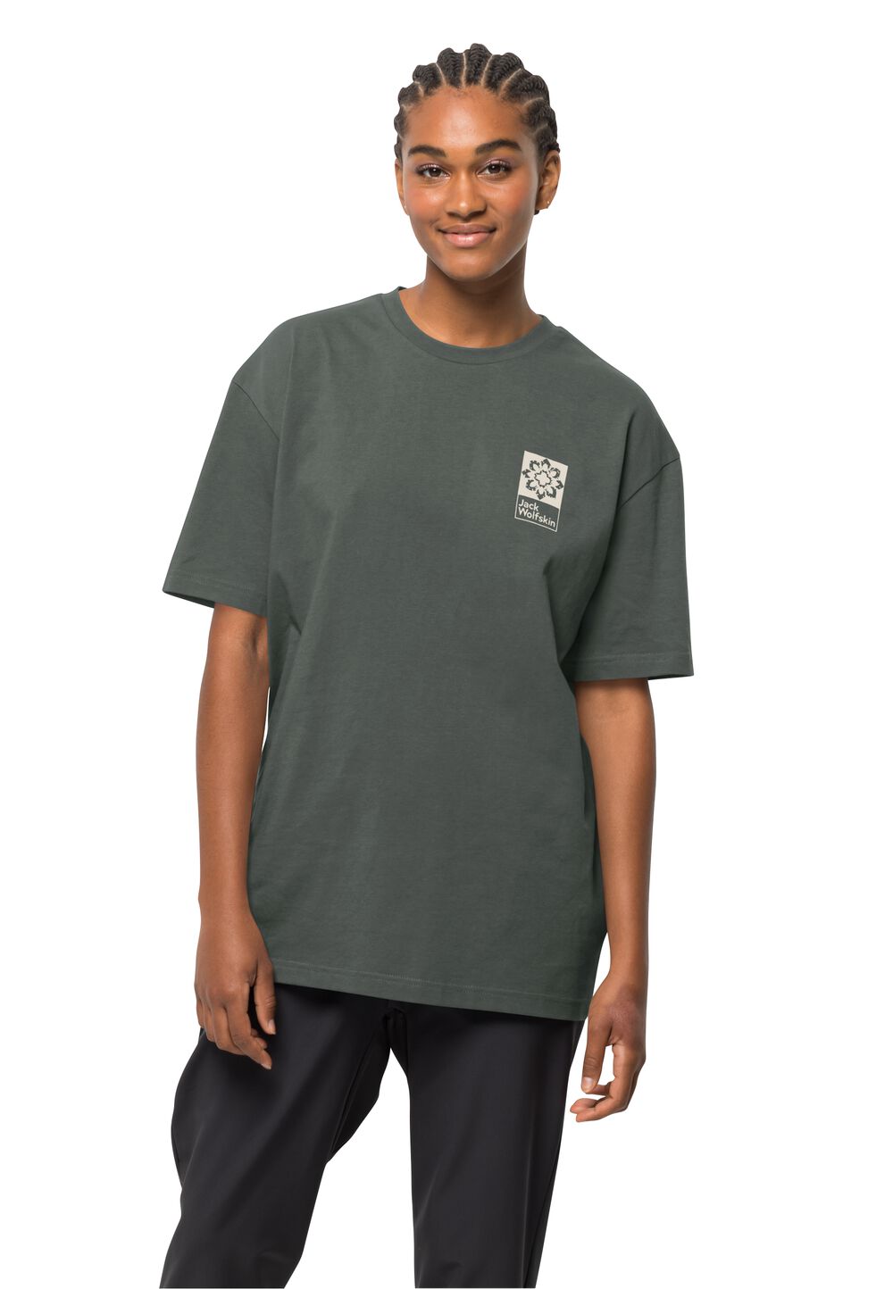 Jack Wolfskin Unisex T-shirt aus Bio-Baumwolle Eschenheimer Back T-Shirt L grau slate green von Jack Wolfskin