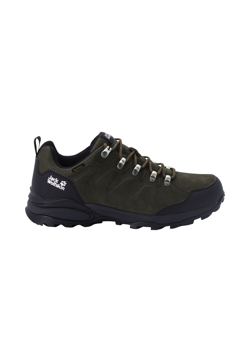 Jack Wolfskin Wasserdichte Wanderschuhe Herren Refugio Texapore Low Men 42 grün khaki / phantom von Jack Wolfskin