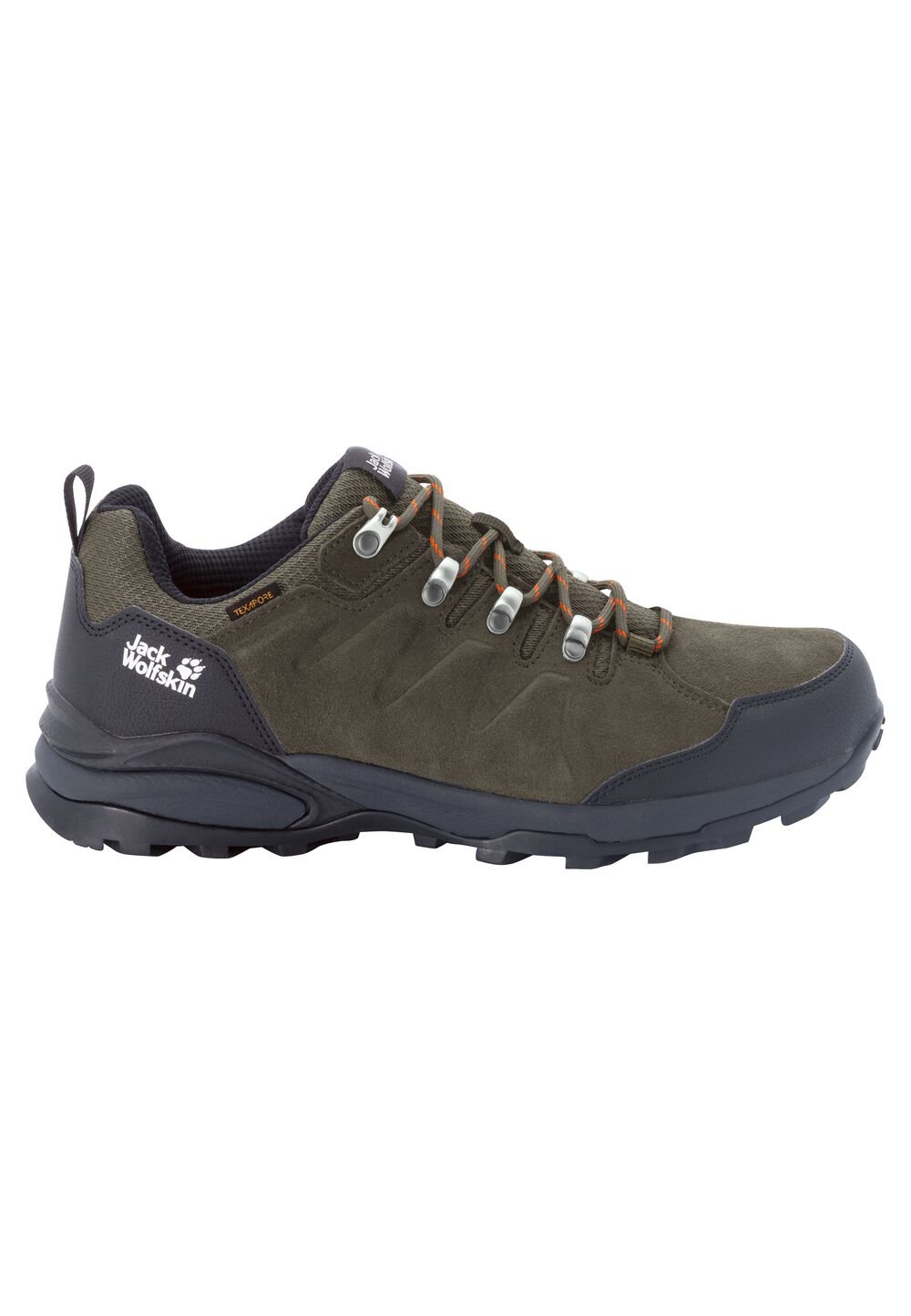 Jack Wolfskin Wasserdichte Wanderschuhe Herren Refugio Texapore Low Men 44 grün khaki / phantom von Jack Wolfskin