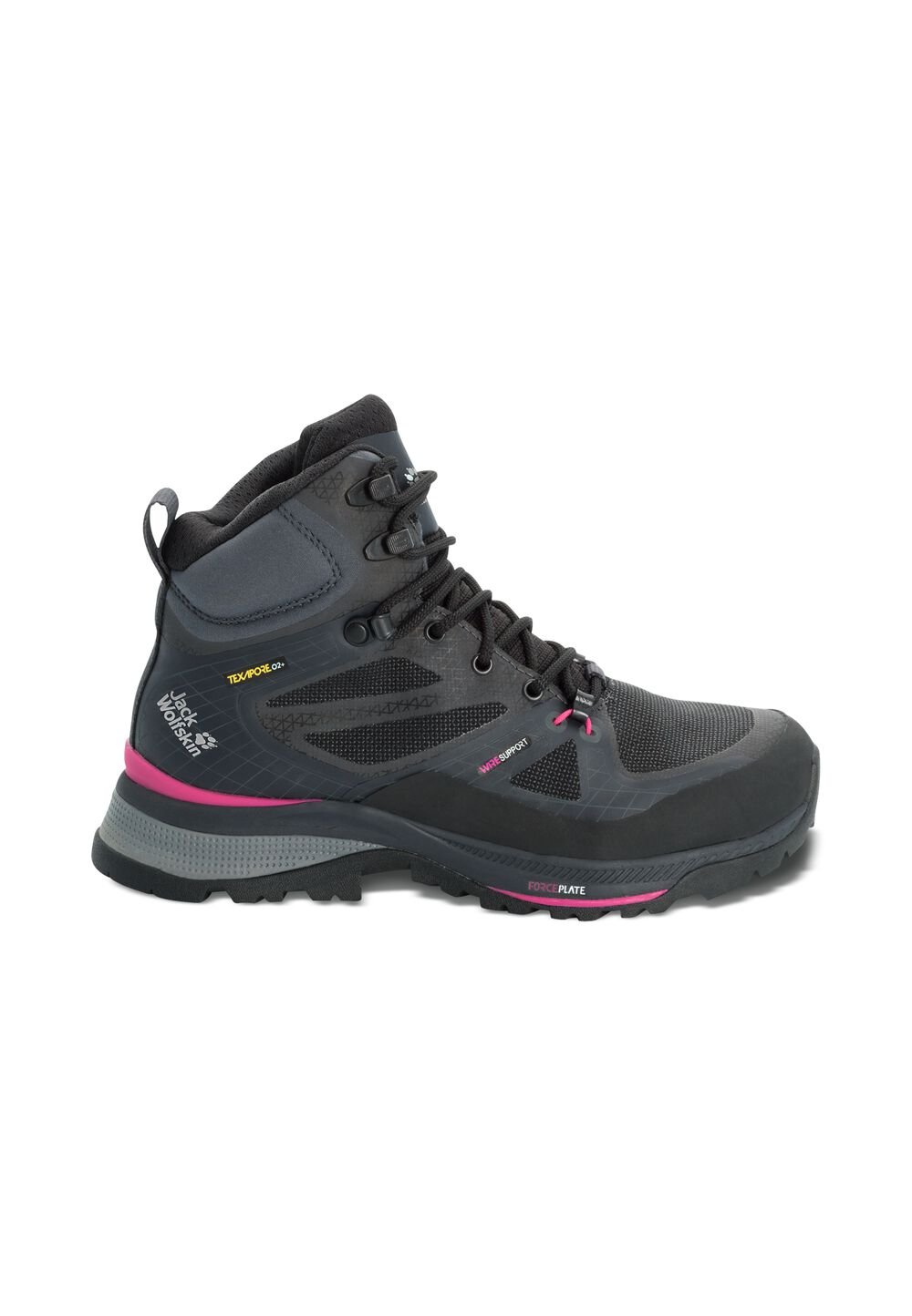 Jack Wolfskin Wasserdichte Trekkingschuhe Damen Force Trekker Texapore Mid Women 40.5 schwarz black / pink von Jack Wolfskin