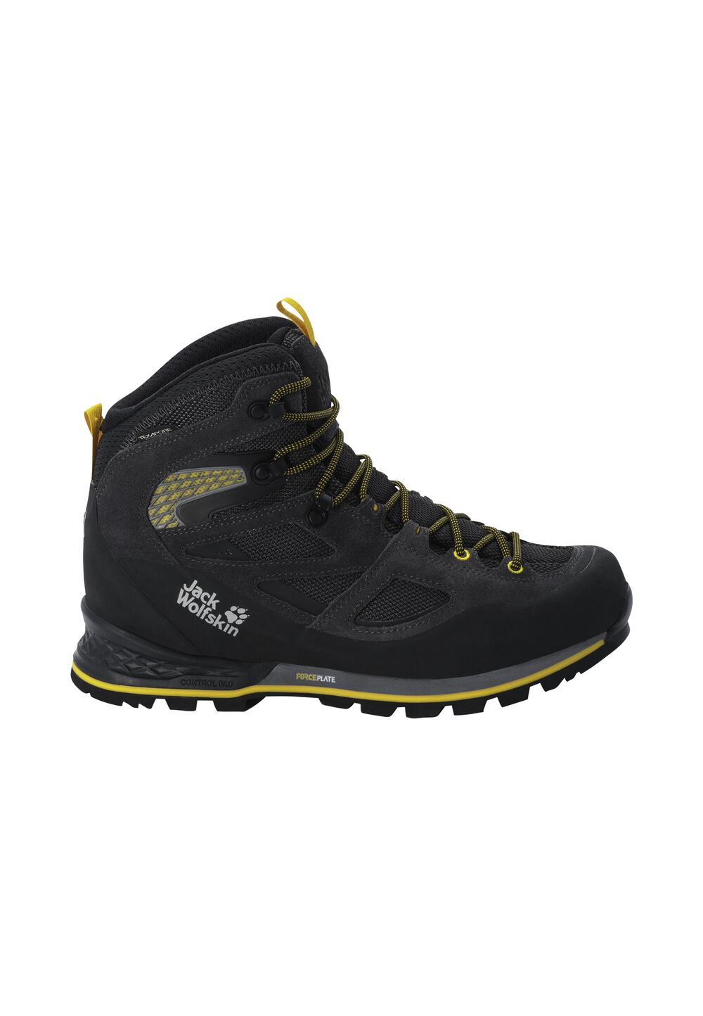 Jack Wolfskin Wasserdichte Trekkingschuhe Herren Force Crest Texapore Mid Men 41 schwarz black / burly yellow XT von Jack Wolfskin