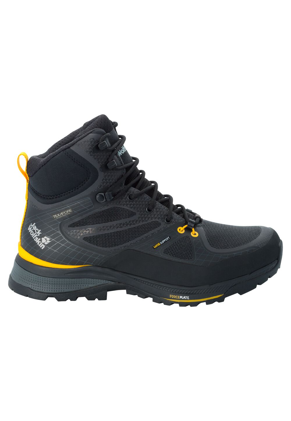 Jack Wolfskin Wasserdichte Trekkingschuhe Herren Force Trekker Texapore Mid Men 39.5 schwarz black / burly yellow XT von Jack Wolfskin