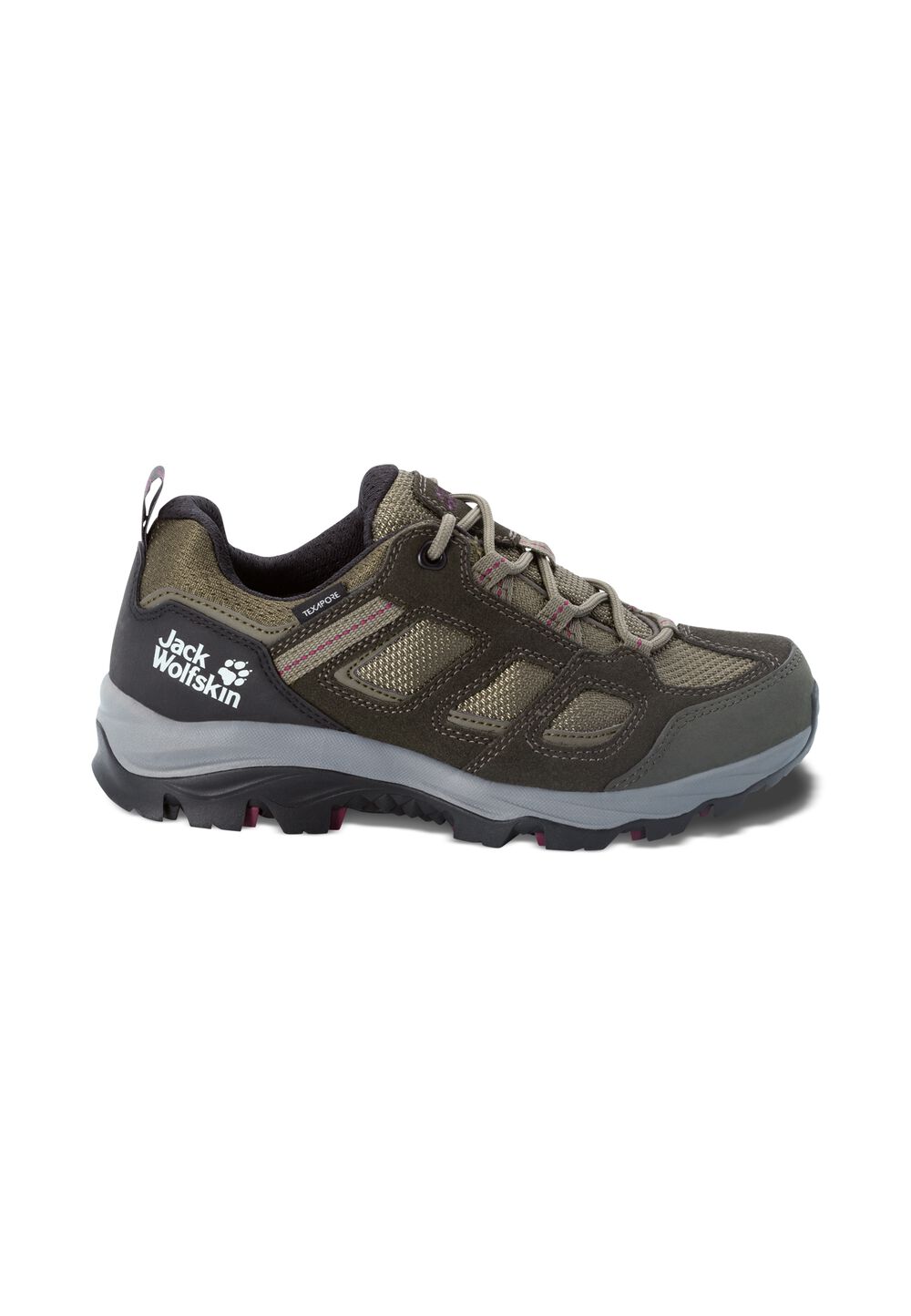 Jack Wolfskin Wasserdichte Wanderschuhe Damen Vojo 3 Texapore Low Women 43 grün khaki / burgundy von Jack Wolfskin