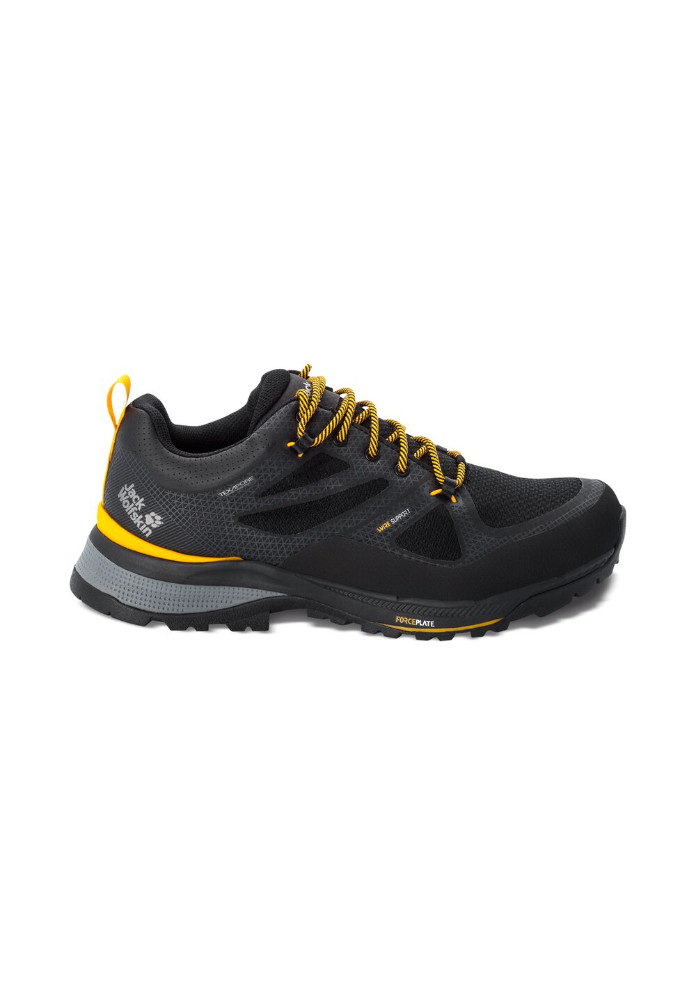 Jack Wolfskin Wasserdichte Wanderschuhe Herren Force Striker Texapore Low Men 40 schwarz black / burly yellow XT von Jack Wolfskin