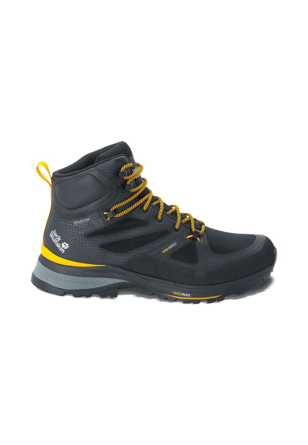 Jack Wolfskin Wasserdichte Wanderschuhe Herren Force Striker Texapore Mid Men 39.5 schwarz black / burly yellow XT von Jack Wolfskin