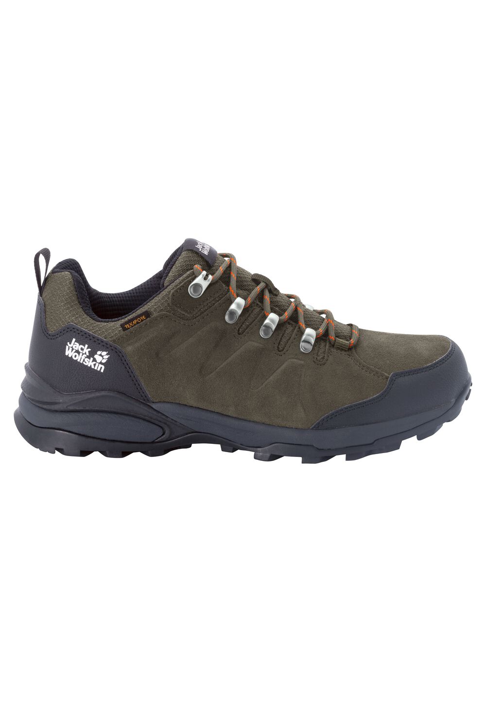 Jack Wolfskin Wasserdichte Wanderschuhe Herren Refugio Texapore Low Men 41 grün khaki / phantom von Jack Wolfskin