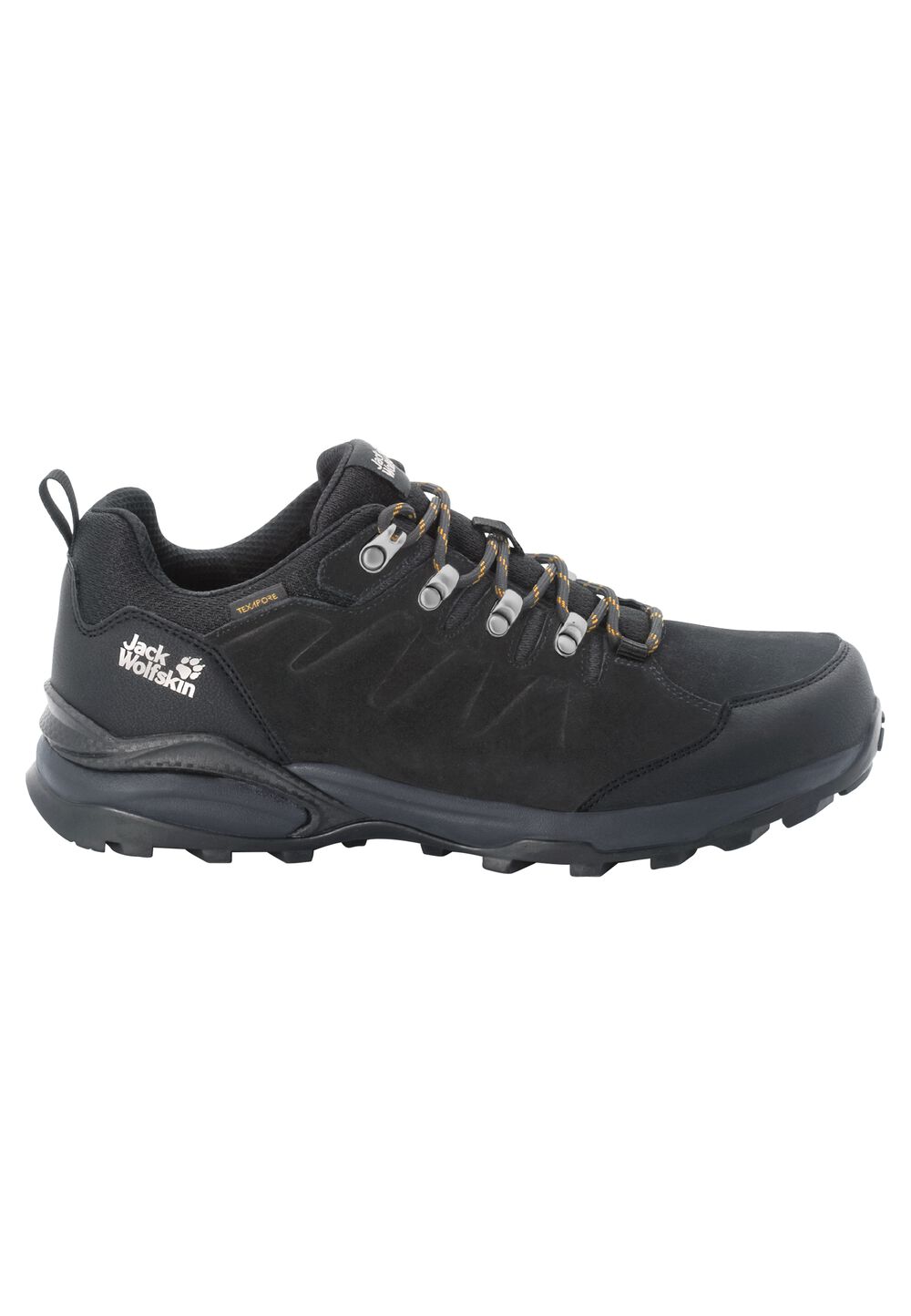 Jack Wolfskin Wasserdichte Wanderschuhe Herren Refugio Texapore Low Men 42 schwarz phantom / burly yellow XT von Jack Wolfskin