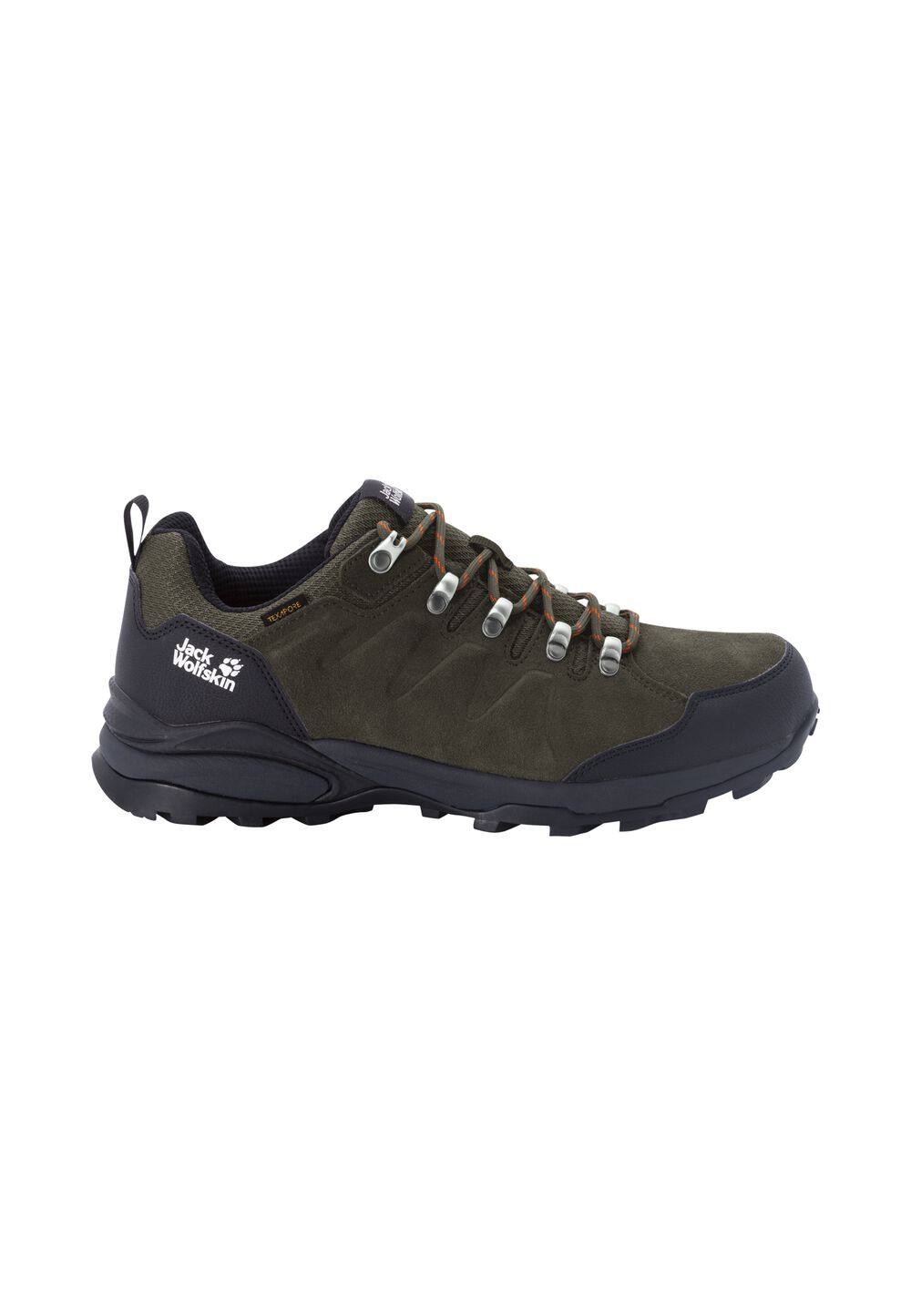 Jack Wolfskin Wasserdichte Wanderschuhe Herren Refugio Texapore Low Men 42.5 grün khaki / phantom von Jack Wolfskin