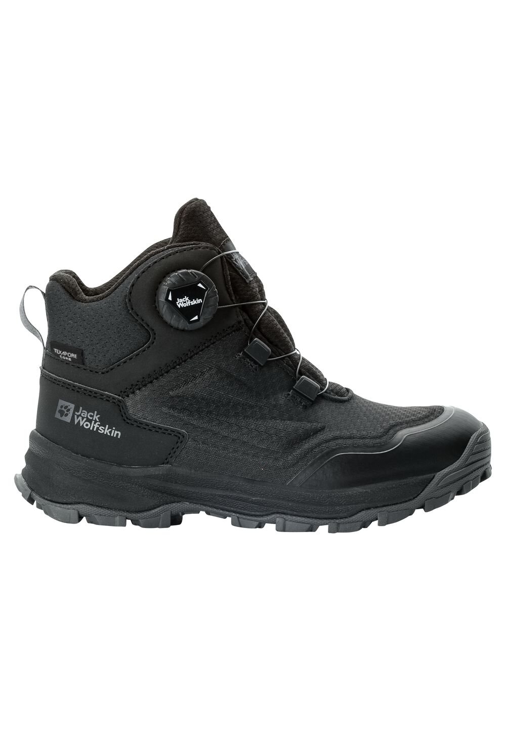 Jack Wolfskin Wasserdichte Wanderschuhe Kinder Cyrox Texapore Dial Mid Kids 26 black black von Jack Wolfskin