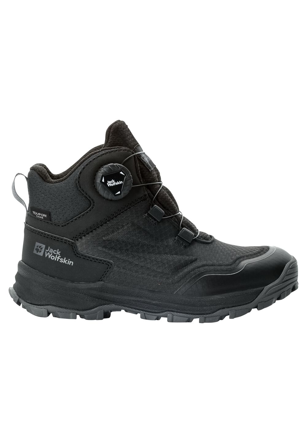 Jack Wolfskin Wasserdichte Wanderschuhe Kinder Cyrox Texapore Dial Mid Kids 40 black black von Jack Wolfskin