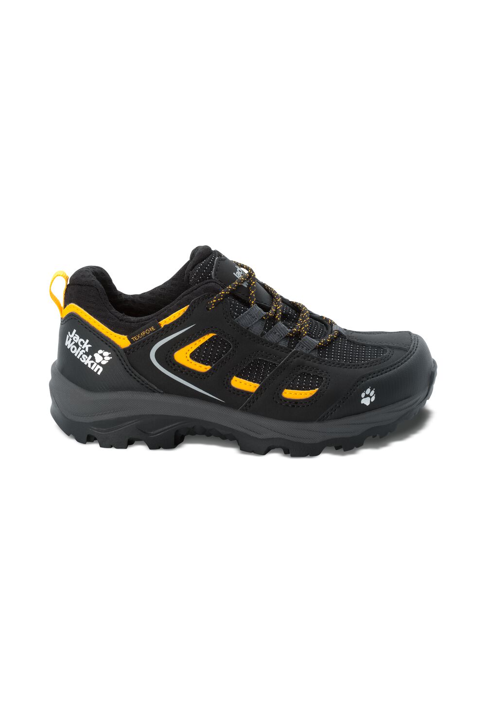 Jack Wolfskin Wasserdichte Wanderschuhe Kinder Vojo Texapore Low Kids 26 schwarz black / burly yellow von Jack Wolfskin