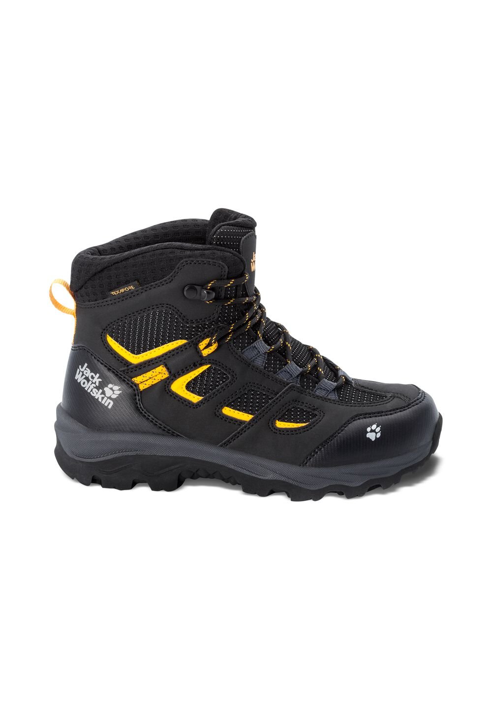 Jack Wolfskin Wasserdichte Wanderschuhe Kinder Vojo Texapore Mid Kids 26 schwarz black / burly yellow von Jack Wolfskin