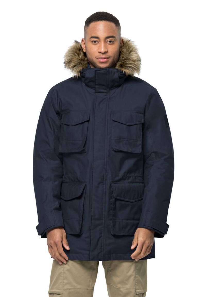 Jack Wolfskin Wasserdichter Daunenmantel Herren Winterfrost Down Parka Men L blau night blue von Jack Wolfskin