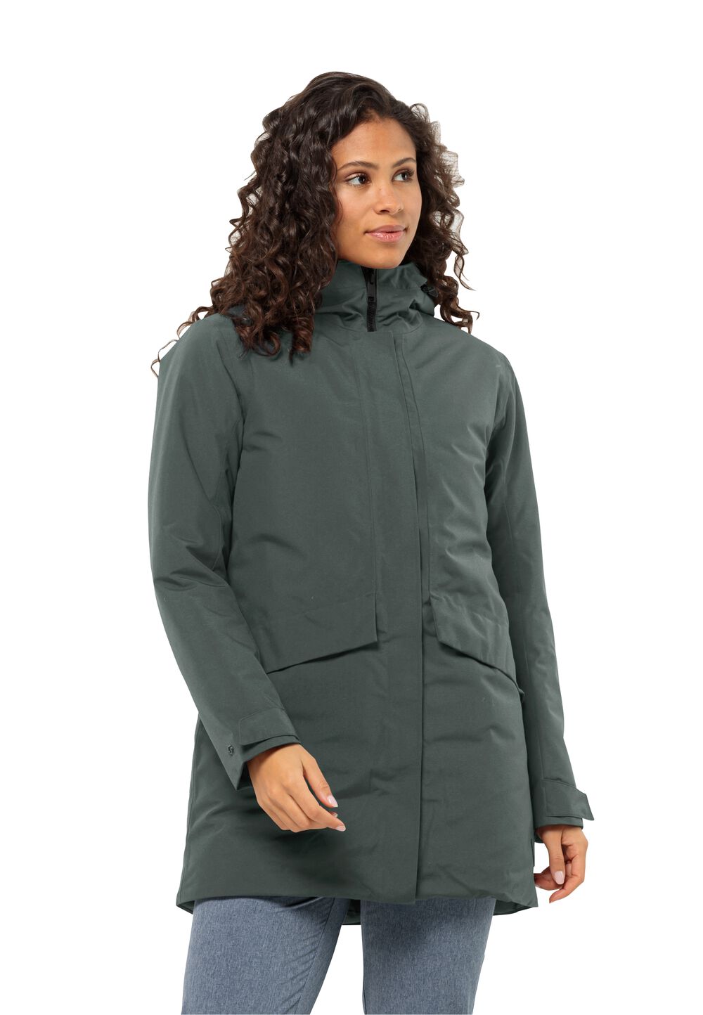 Jack Wolfskin Wasserdichter Wintermantel Damen Tempelhof Coat Women L grau slate green von Jack Wolfskin