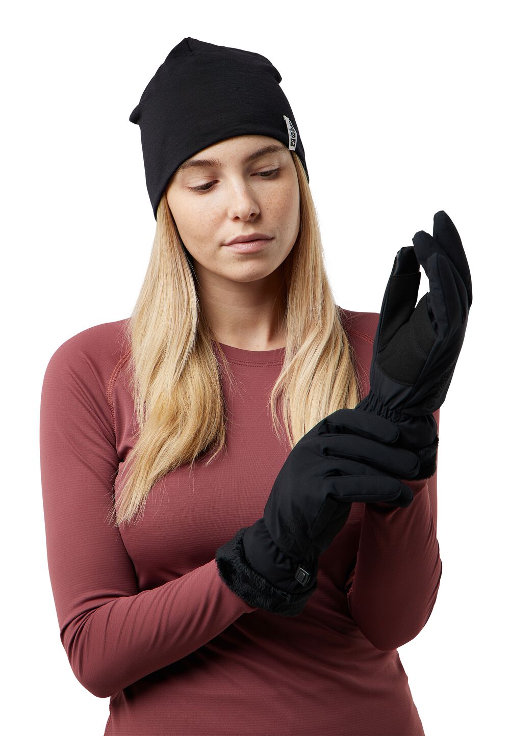 Jack Wolfskin Winddichte Handschuhe Damen Highloft Glove Women M black black von Jack Wolfskin