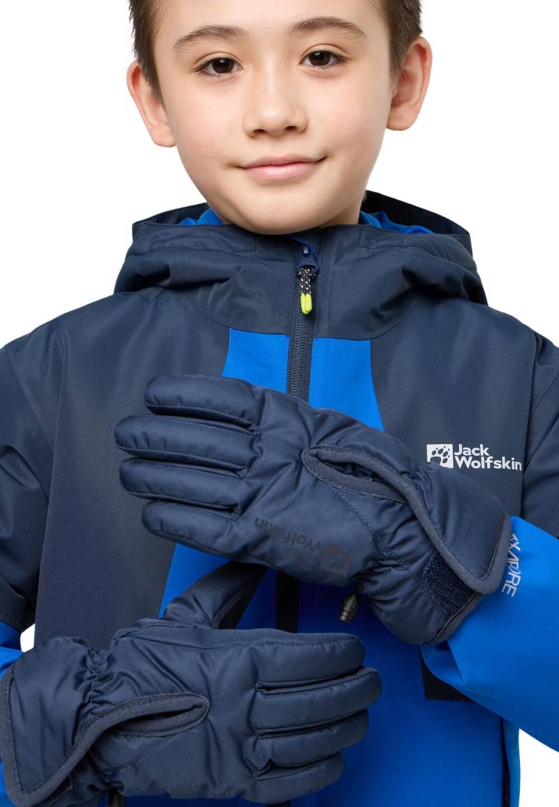 Jack Wolfskin Winddichte Handschuhe Kinder Easy Entry Glove Kids 140 blau night blue von Jack Wolfskin