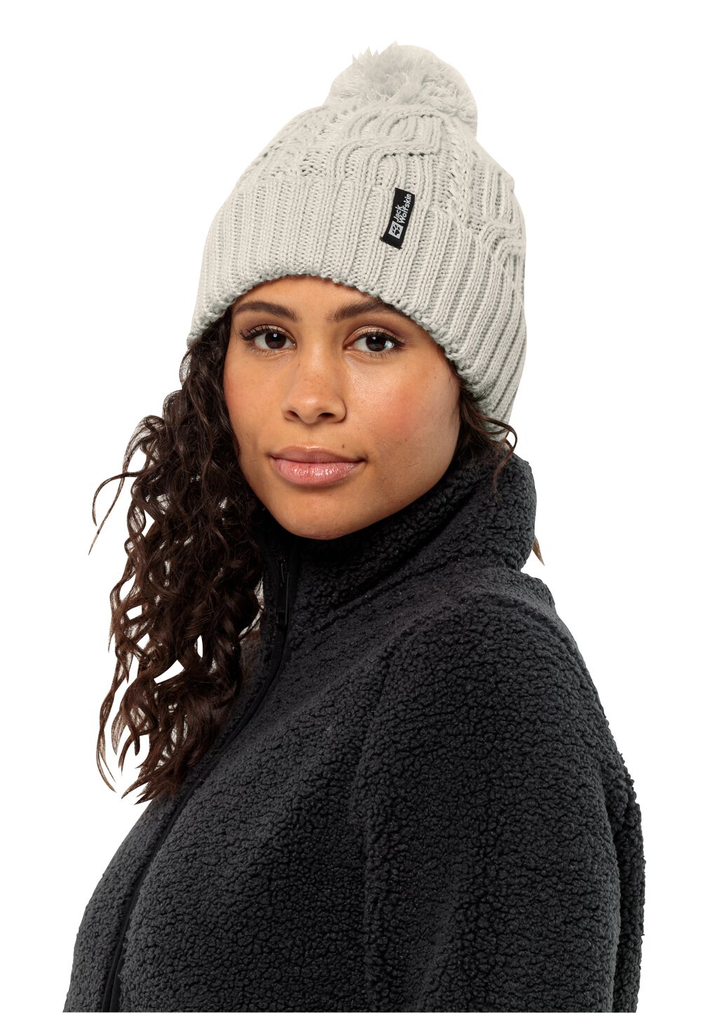 Jack Wolfskin Winddichte Strickmütze Pompom Beanie one size dove dove von Jack Wolfskin