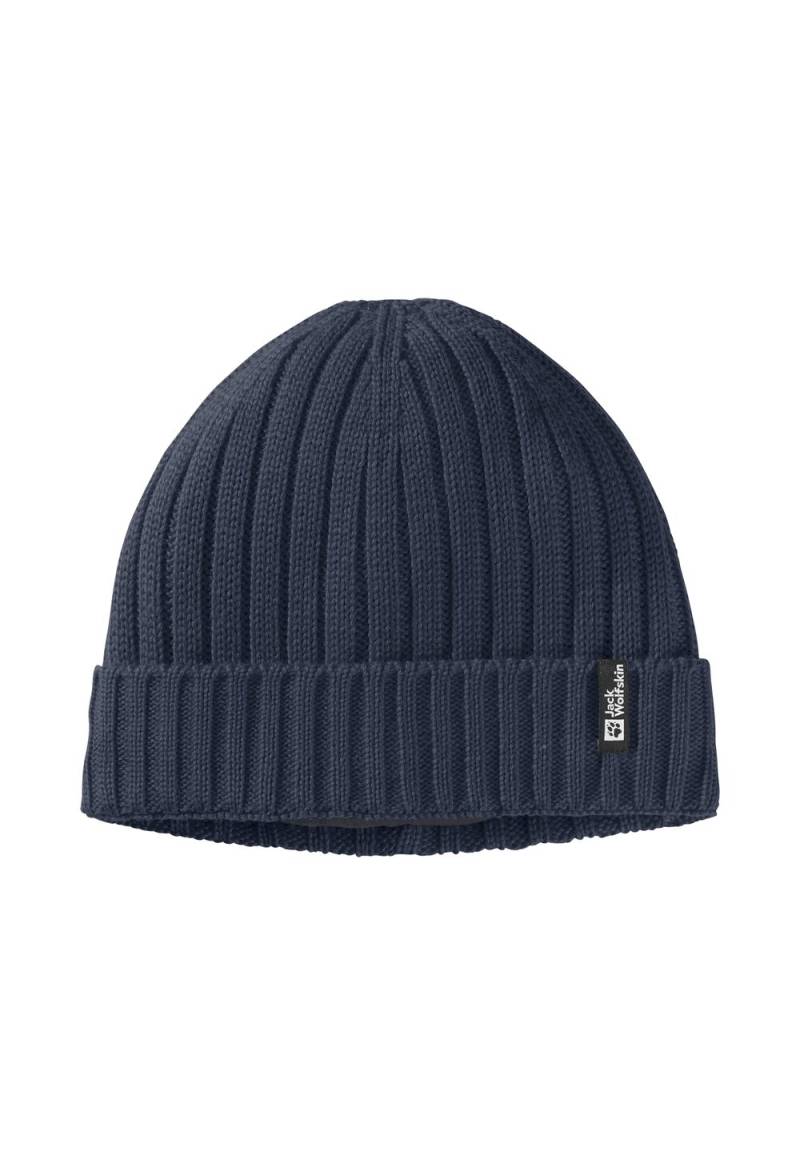 Jack Wolfskin Winddichte Strickmütze Rib Knit Beanie One Size blau night blue von Jack Wolfskin