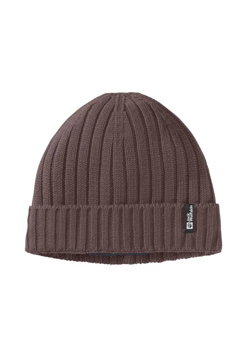 Jack Wolfskin Winddichte Strickmütze Rib Knit Beanie One Size red earth red earth von Jack Wolfskin