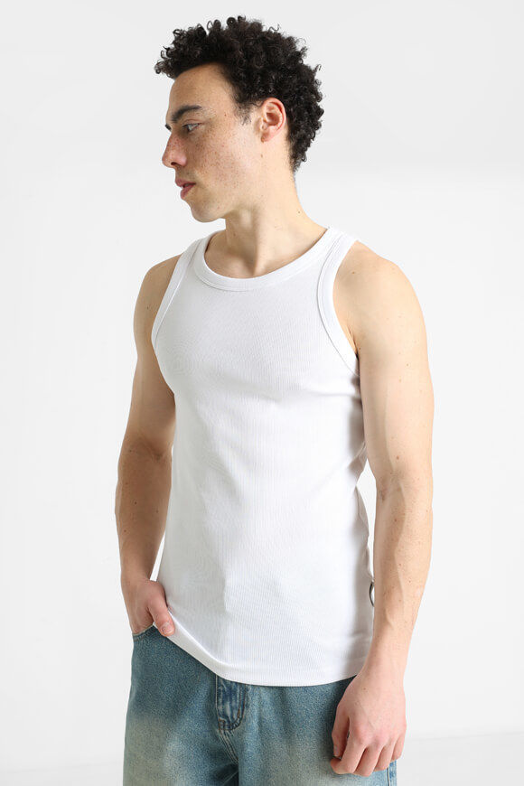 Jack & Jones Concrete Washed Geripptes Tanktop | White | Herren  | M von Jack & Jones