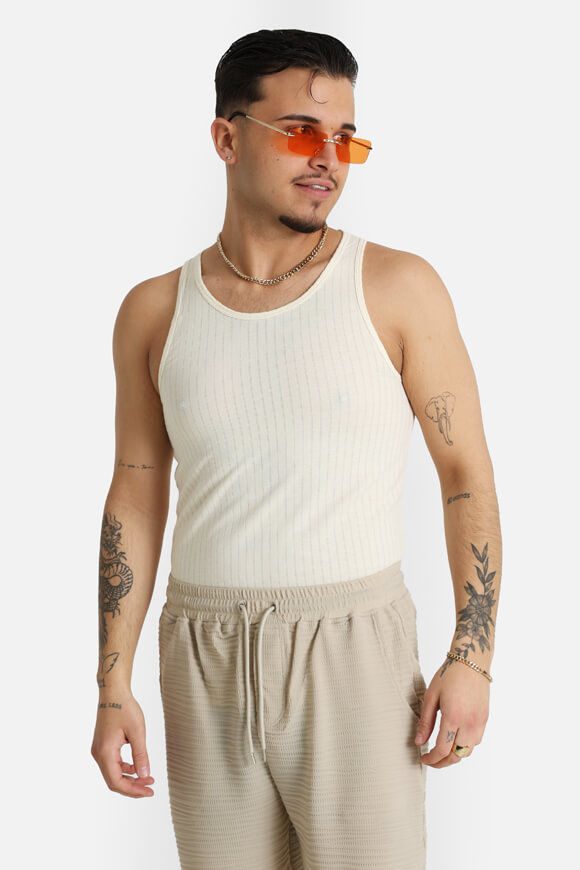 Jack & Jones Jorretiro Pointal geripptes Tanktop | Antique White | Herren  | M von Jack & Jones