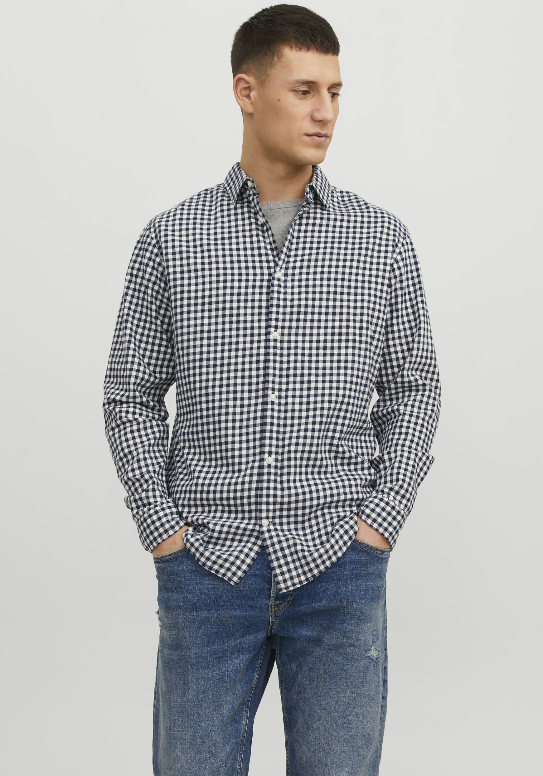 Jack & Jones Langarmhemd »JJEGINGHAM TWILL SHIRT L/S NOOS« von Jack & Jones