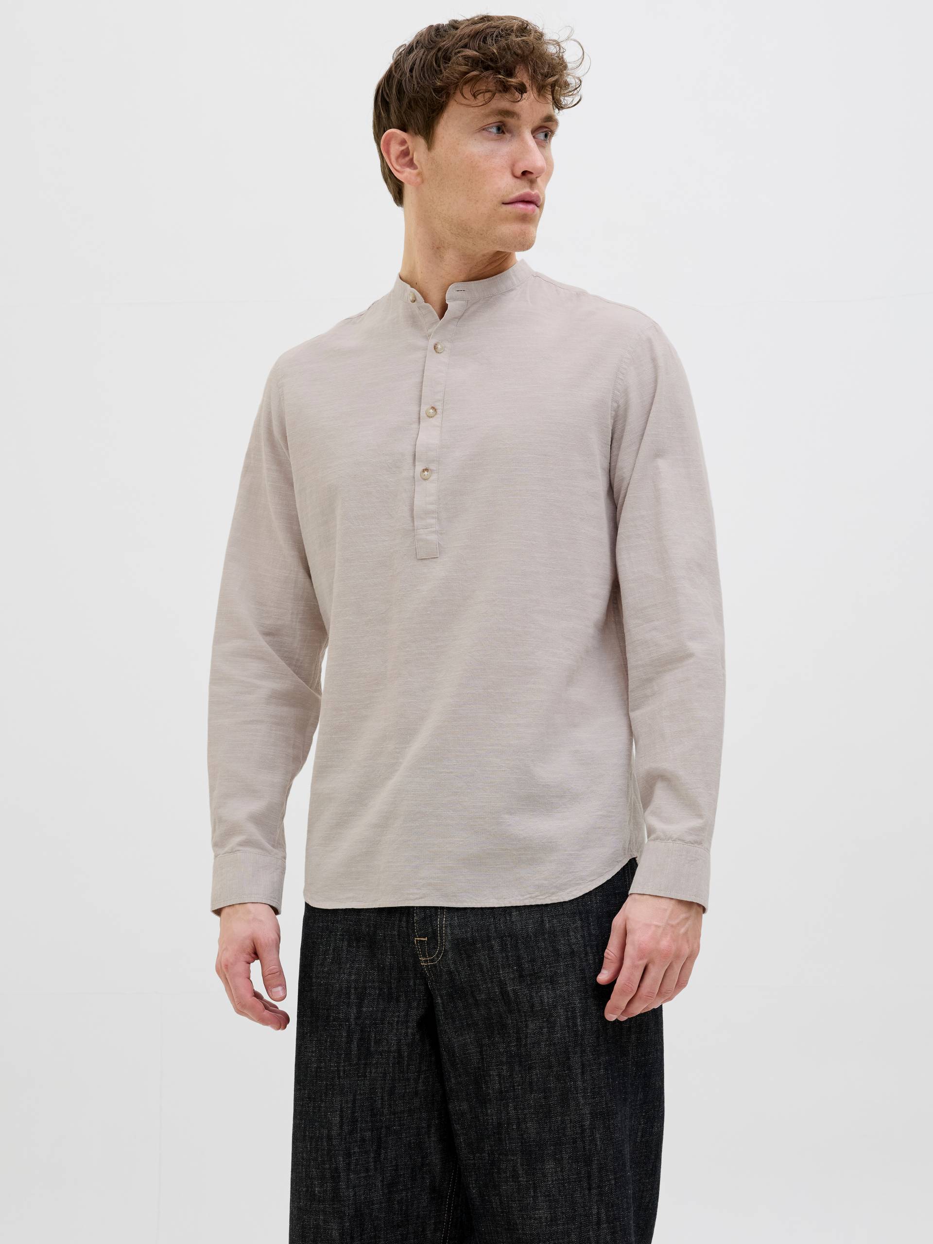 Jack & Jones Langarmhemd »JJESUMMER HALF PLACKET SHIRT LS SN«, mit Bandkragen von Jack & Jones