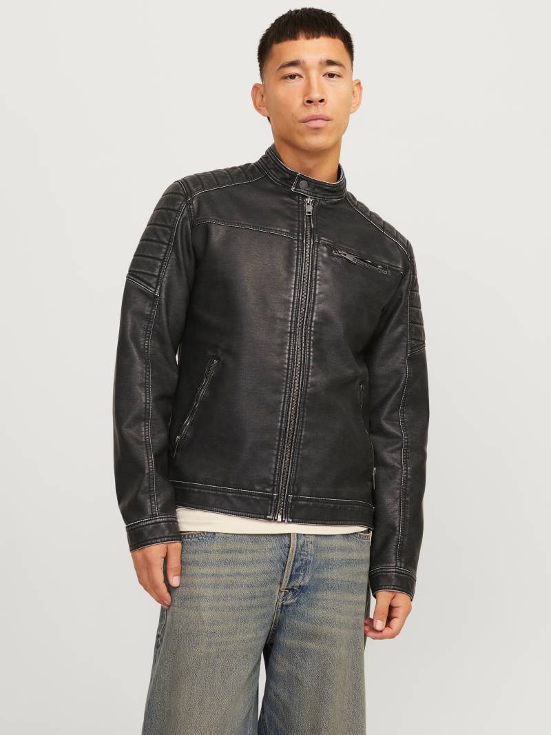 Jack & Jones Lederimitatjacke »JJEROCKY WASHED PU JACKET NOOS«, ohne Kapuze, mit Bandkragen von Jack & Jones