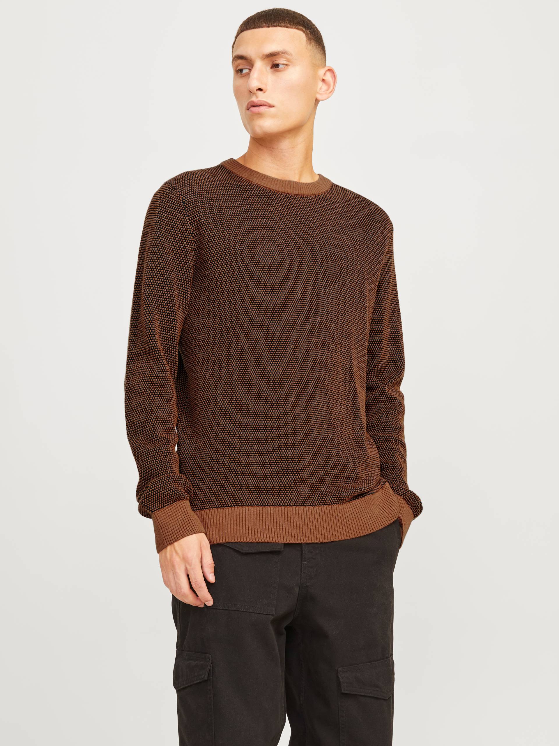 Jack & Jones Rundhalspullover »JJEGLOBE KNIT CREW NECK NOOS«, in Strick Optik von Jack & Jones