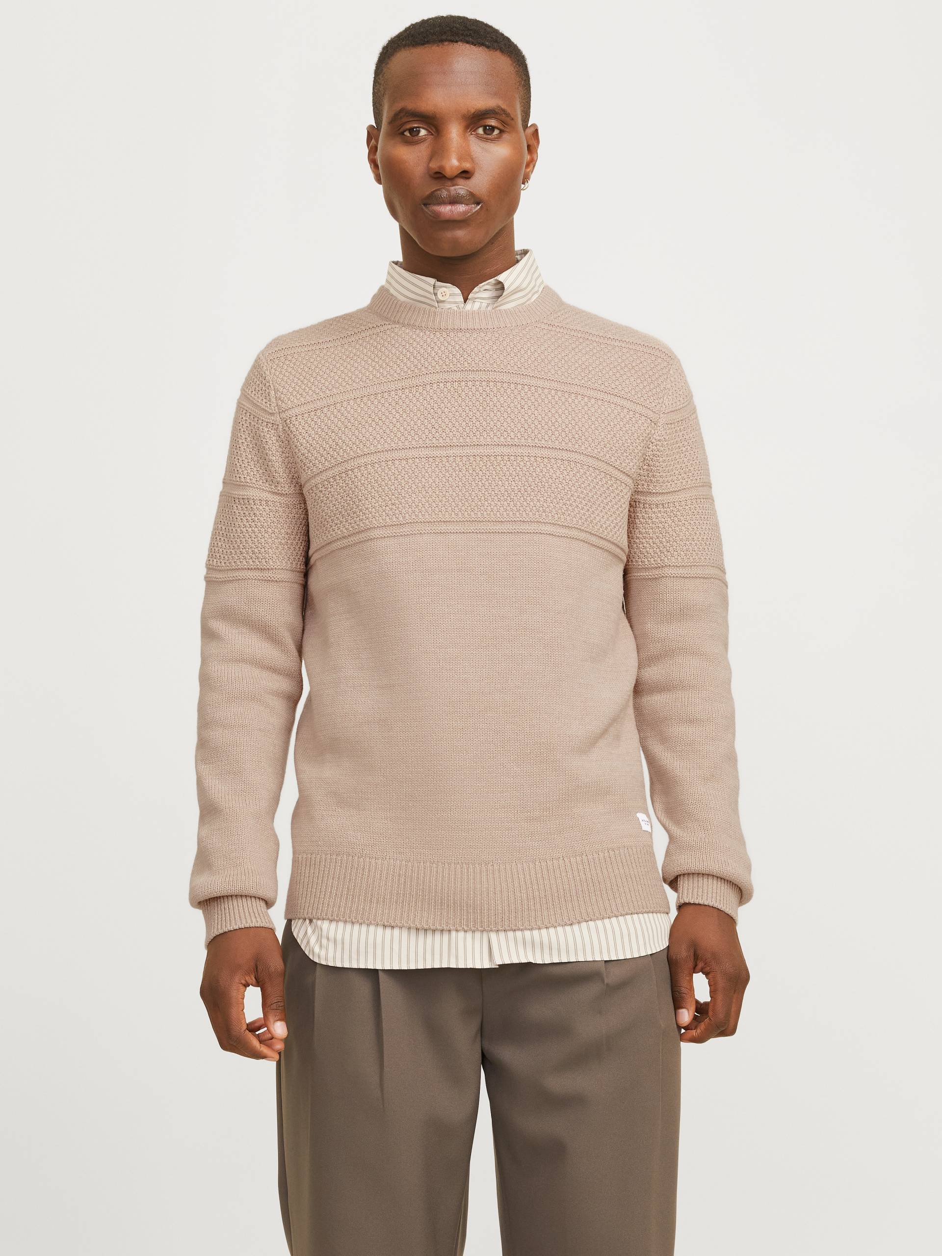 Jack & Jones Rundhalspullover »JJJERRY KNIT CREW NECK AW24«, mit Struktur von Jack & Jones