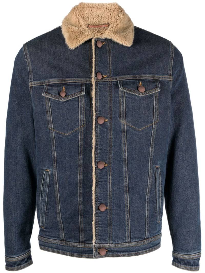 Jacob Cohën fleece-collar button-down denim jacket - Blue von Jacob Cohën