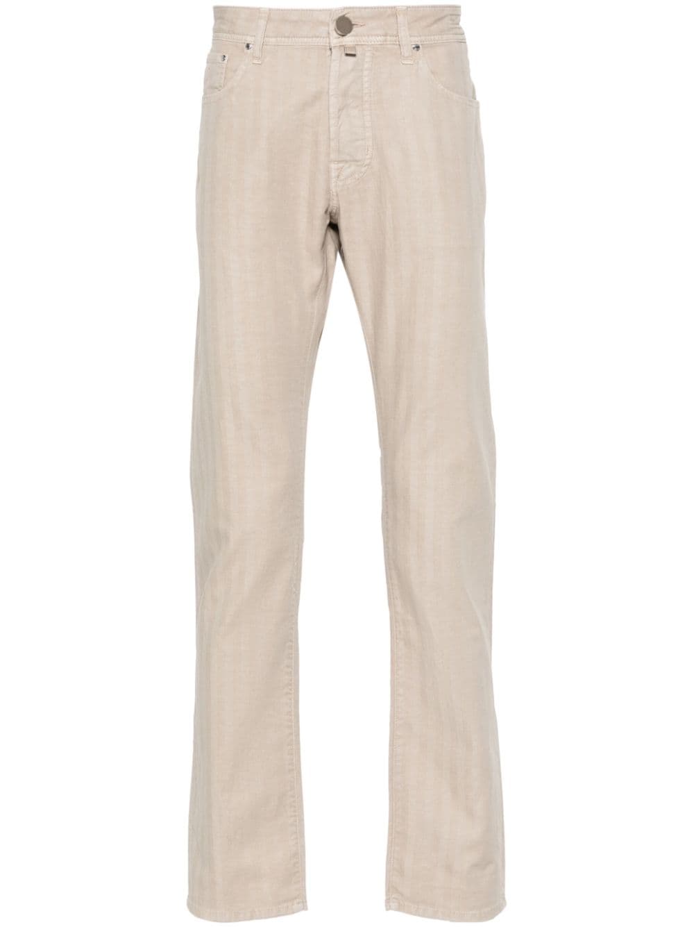 Jacob Cohën herringbone tapered-leg trousers - Neutrals von Jacob Cohën