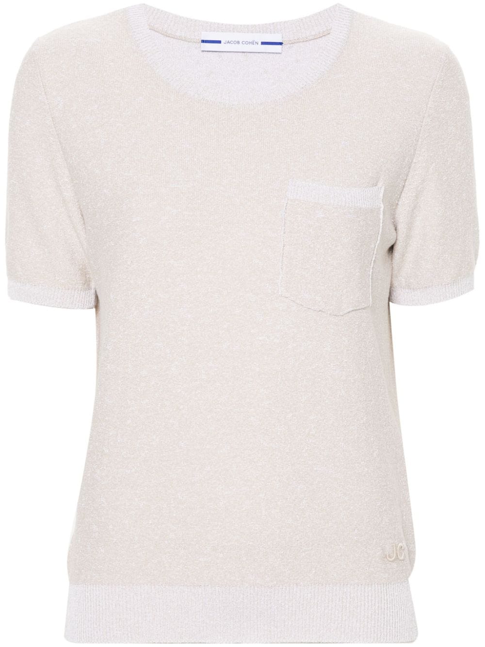 Jacob Cohën logo-embroidered bouclé T-shirt - Neutrals von Jacob Cohën