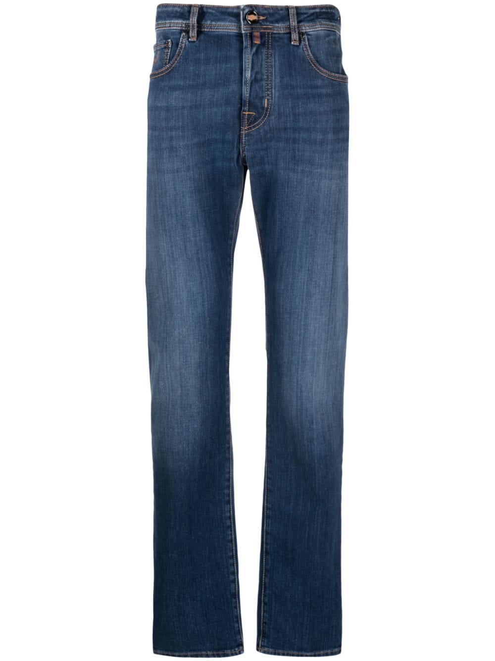 Jacob Cohën logo-patch slim-cut jeans - Blue von Jacob Cohën