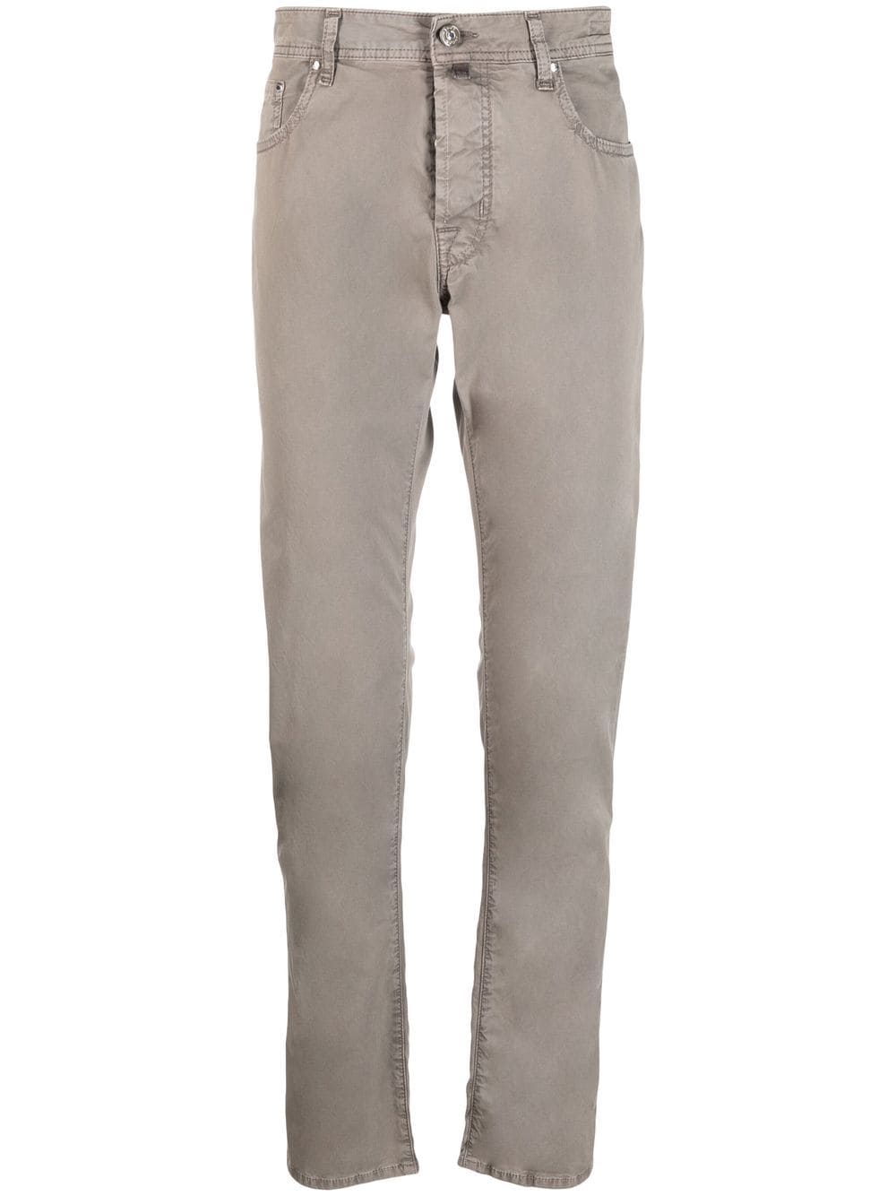 Jacob Cohën logo-patch slim-cut trousers - Grey von Jacob Cohën