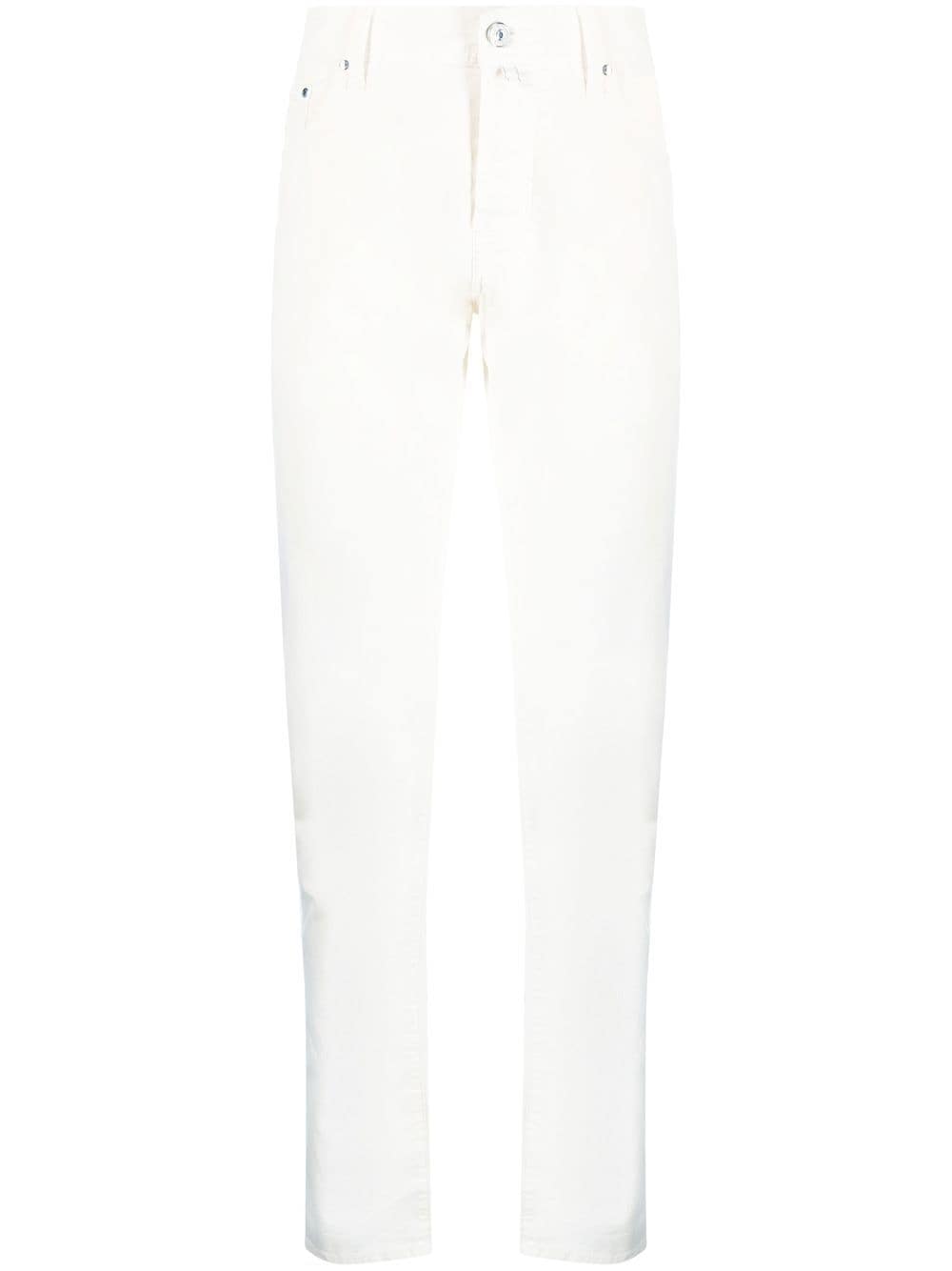 Jacob Cohën logo-patch slim-cut trousers - Neutrals von Jacob Cohën