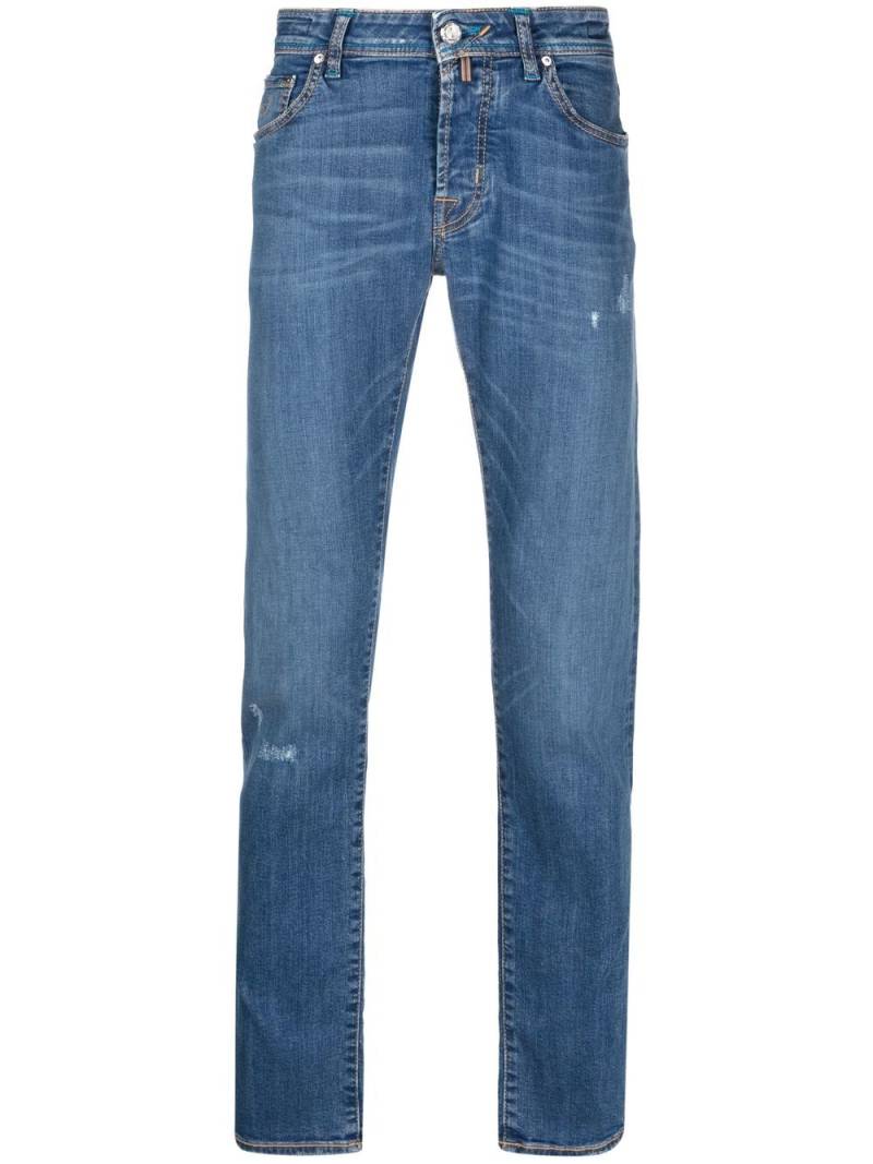 Jacob Cohën logo-patch straight-leg jeans - Blue von Jacob Cohën