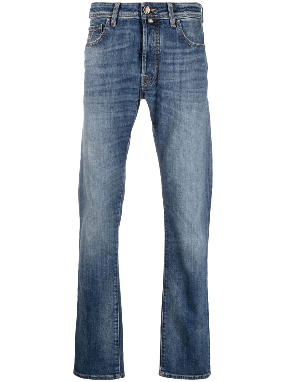 Jacob Cohën logo-patch straight-leg jeans - Blue von Jacob Cohën