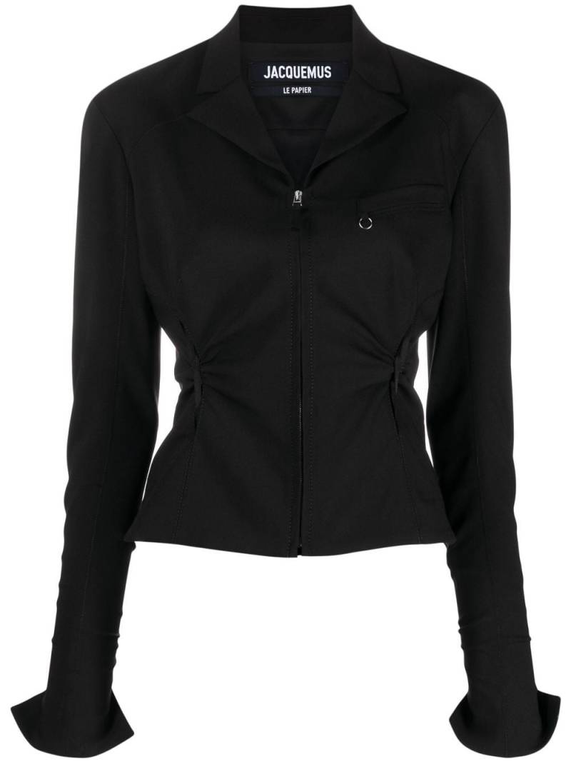 Jacquemus Neru cut-out zip-up fitted jacket - Black von Jacquemus