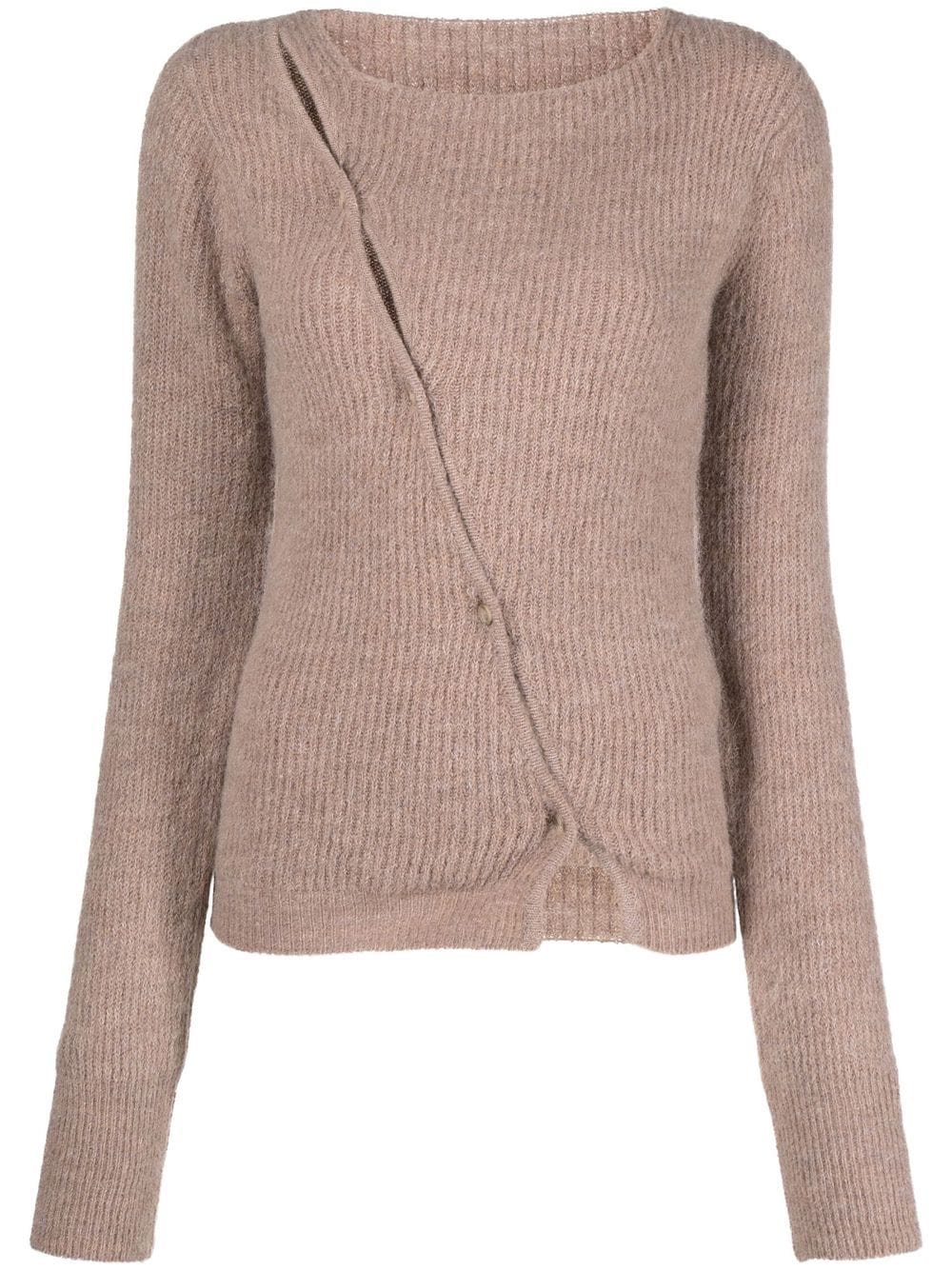 Jacquemus La Maille Pau asymmetric cardigan - Brown von Jacquemus