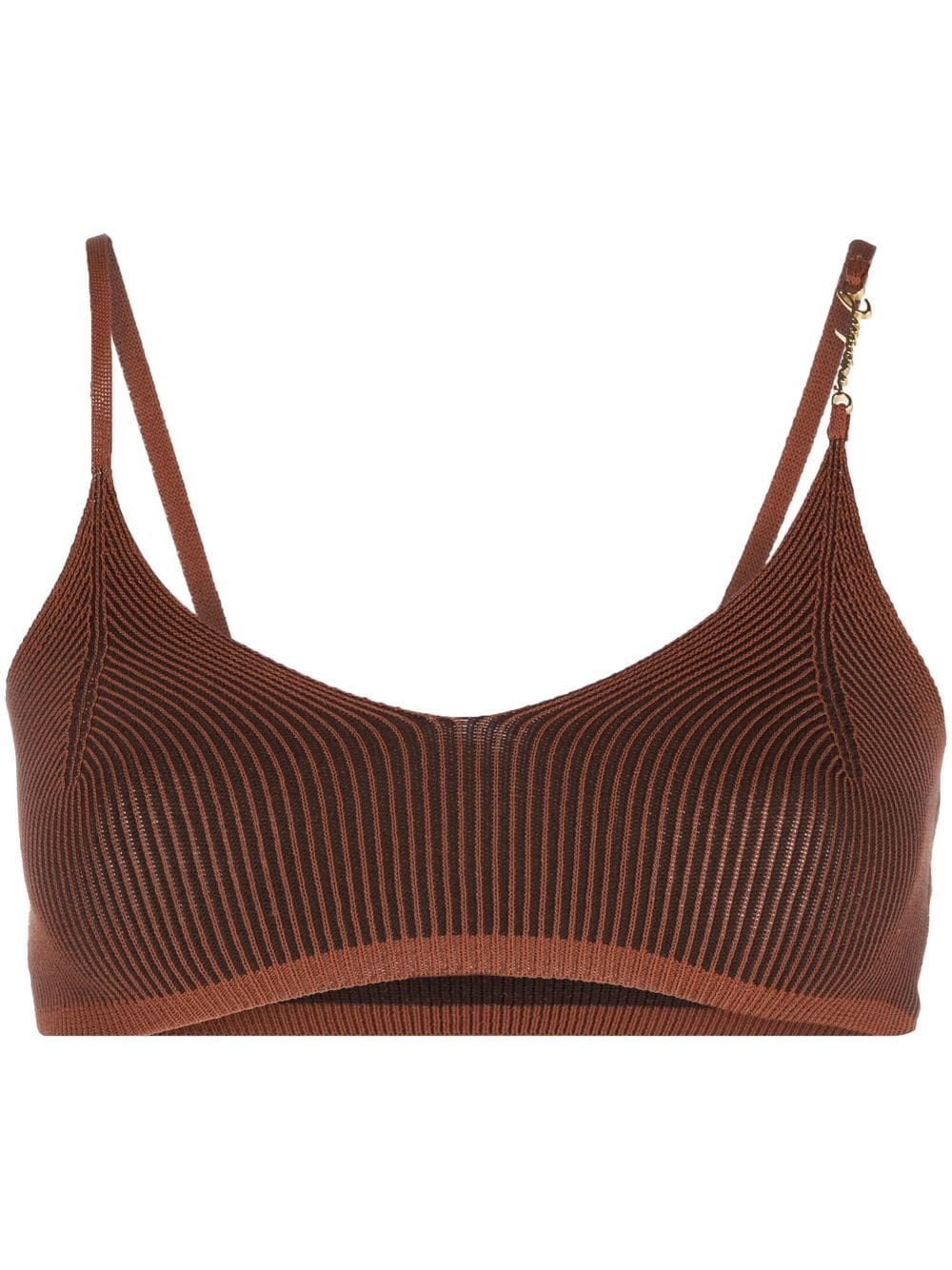 Jacquemus Pralu logo-embellished cropped top - Brown von Jacquemus