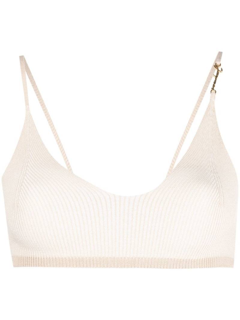 Jacquemus Pralu logo-plaque cropped top - Neutrals von Jacquemus