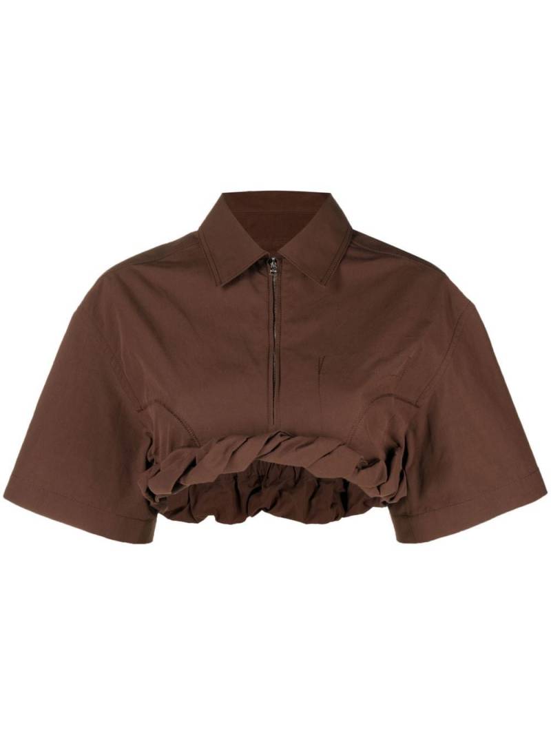 Jacquemus Silma rolled-hem cropped top - Brown von Jacquemus