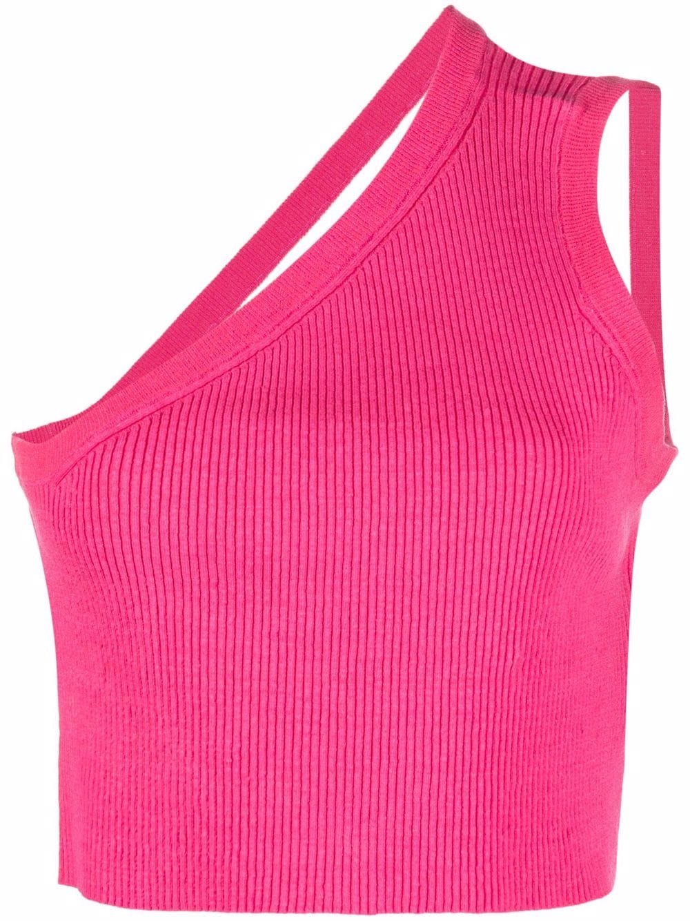 Jacquemus asymmetric fine-ribbed cropped top - Pink von Jacquemus