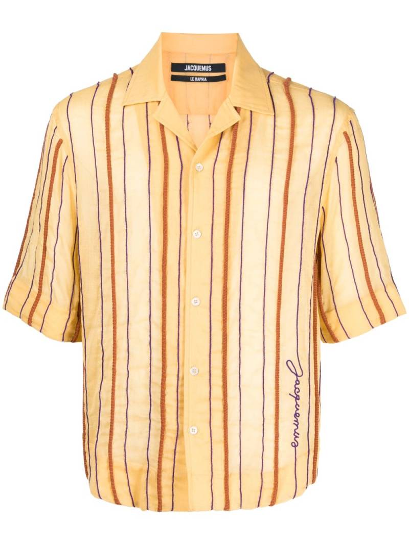 Jacquemus embroidered-logo striped shirt - Yellow von Jacquemus