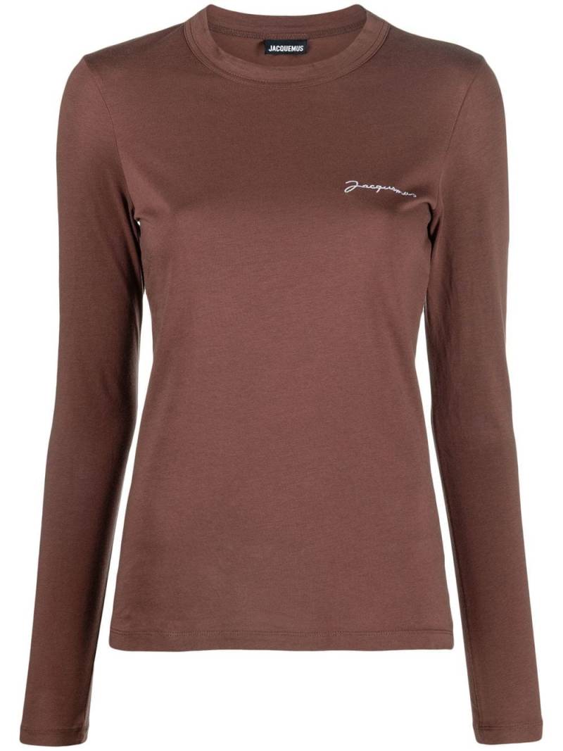 Jacquemus Le T-shirt Brode logo-embroidered top - Brown von Jacquemus