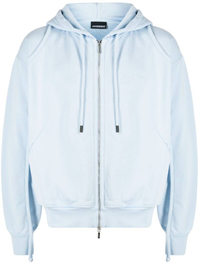 Jacquemus logo-embroidered two-way zip hoodie - Blue von Jacquemus