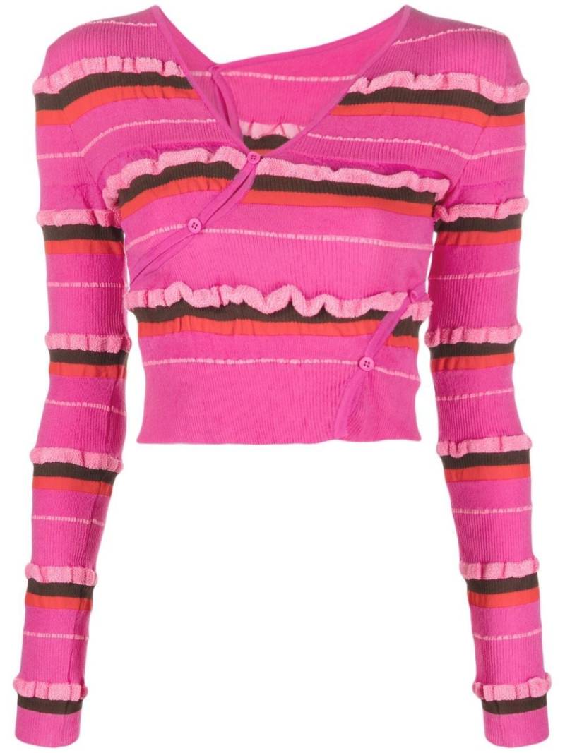 Jacquemus striped knit cropped cardigan - Pink von Jacquemus