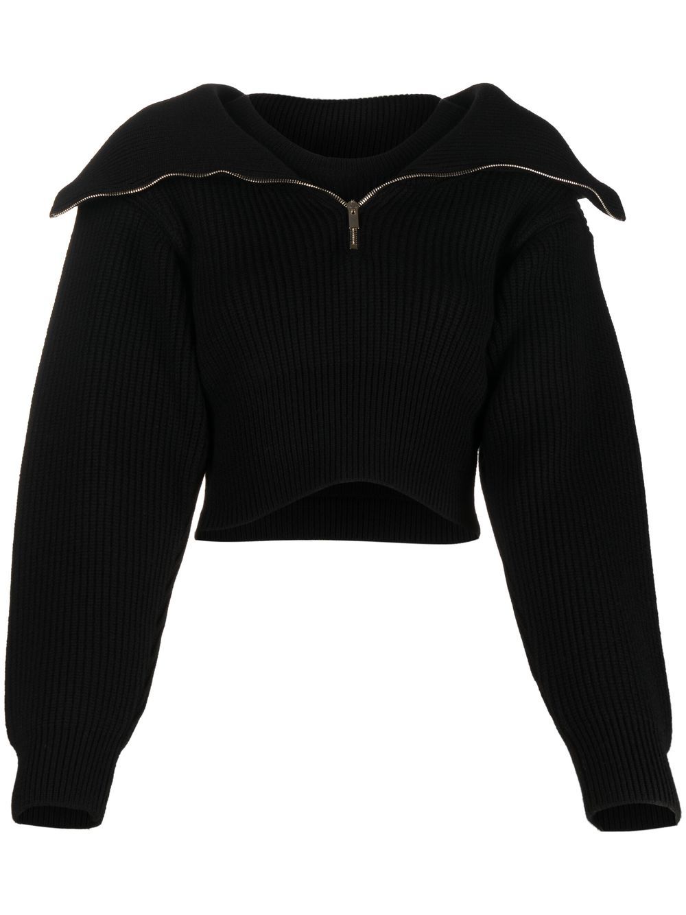 Jacquemus zip-up neck cropped jumper - Black von Jacquemus