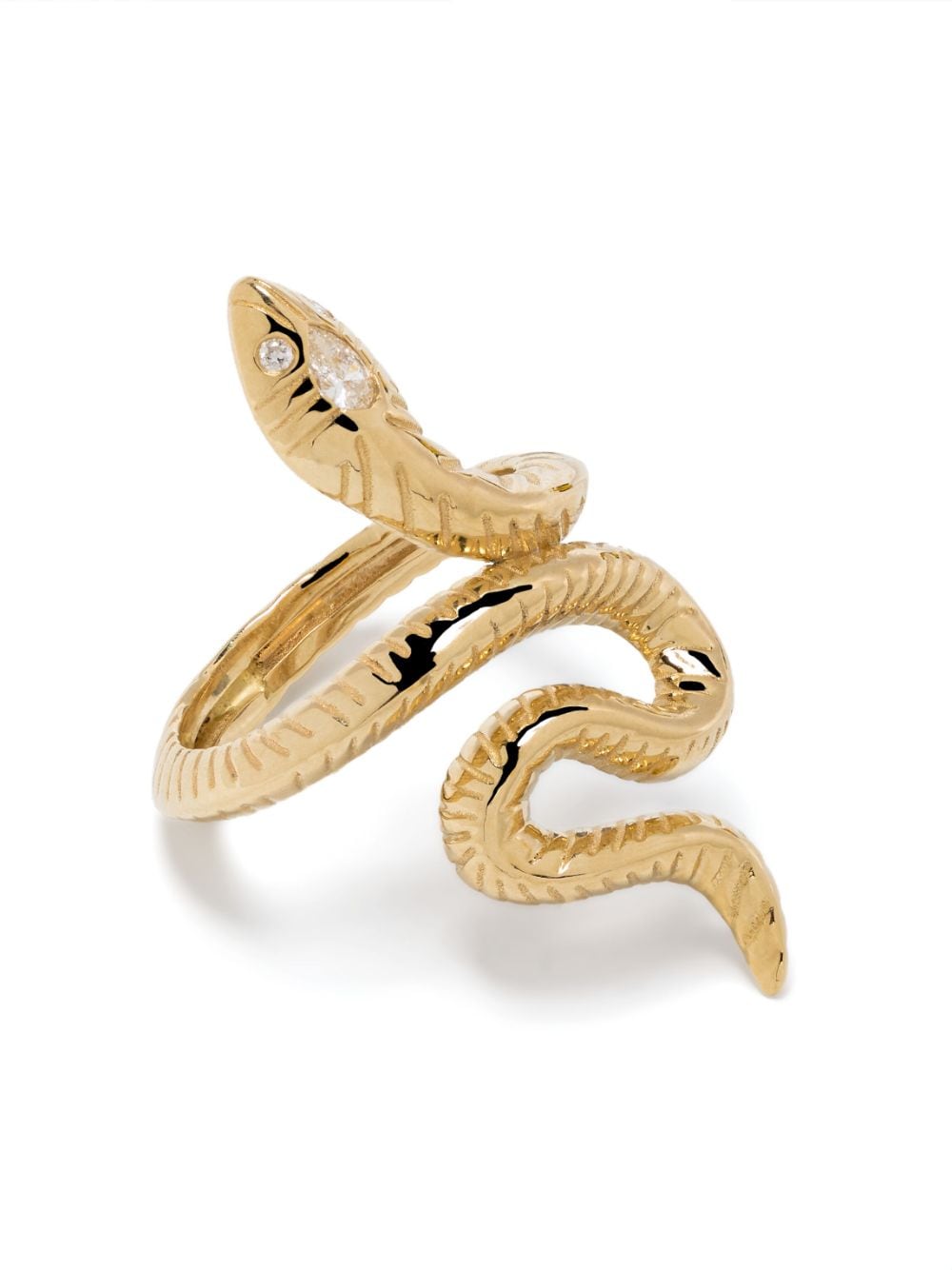 Jacquie Aiche 18kt yellow gold Teardrop Head Snake diamond ring von Jacquie Aiche